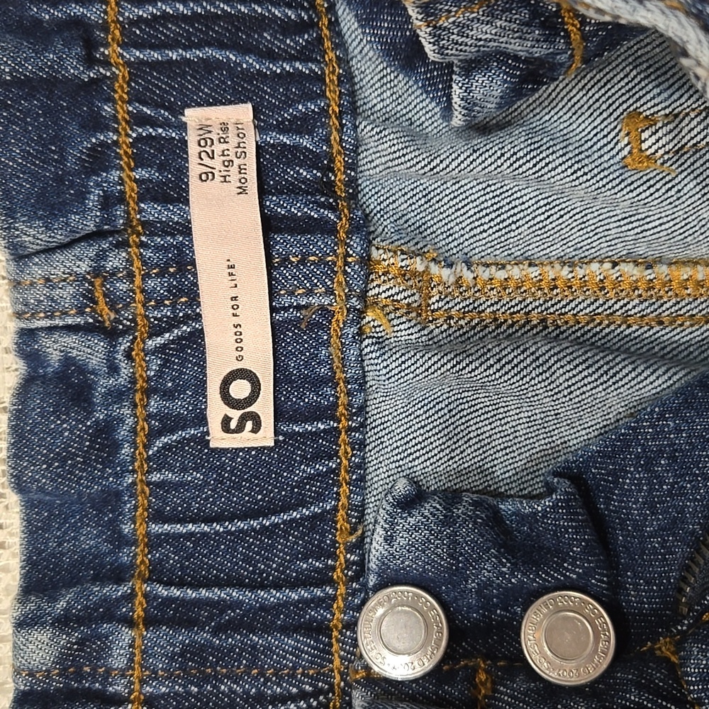 SO Good For Life High Rise Dark Blue Denim Mom Short 9/29 W - Picture 2 of 6